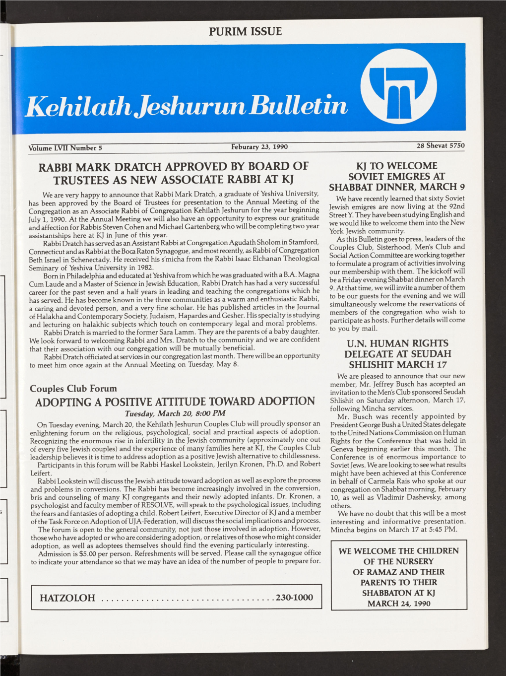 Kehilathjeshurunbulletin ©