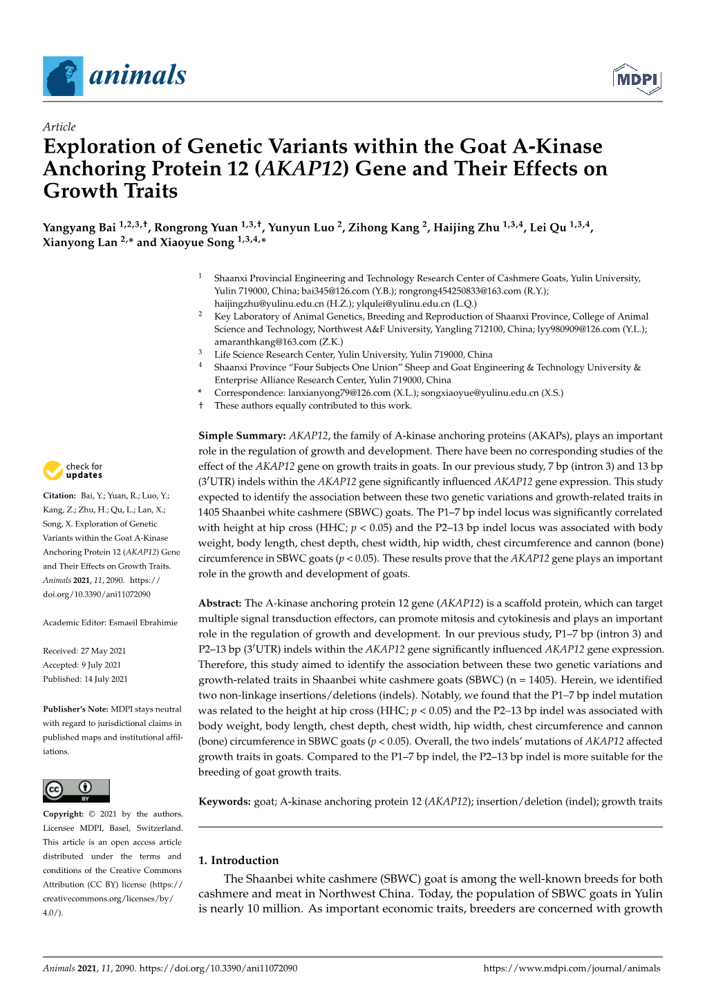 (AKAP12) Gene and Their Effects on Growth Traits