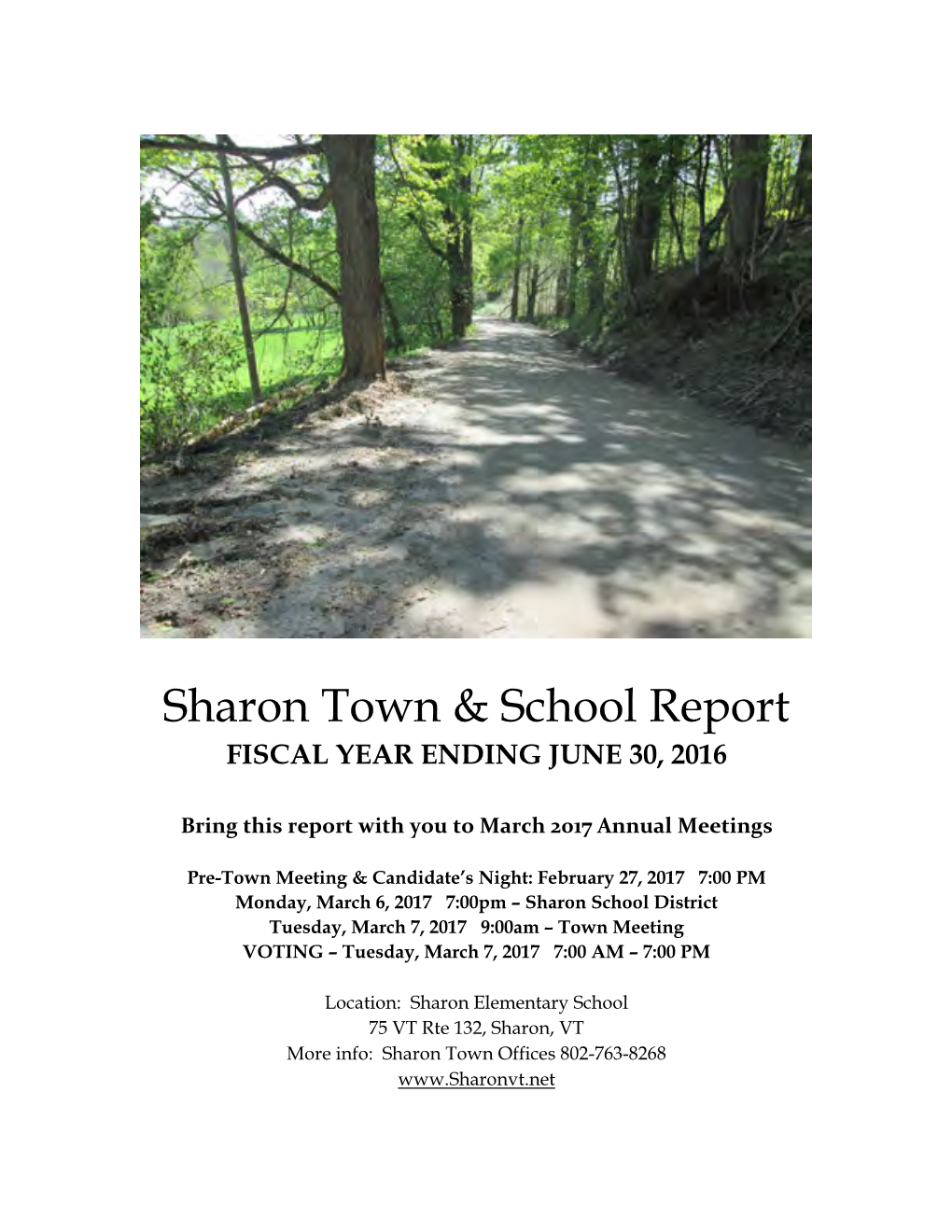 Sharon Town & School Report