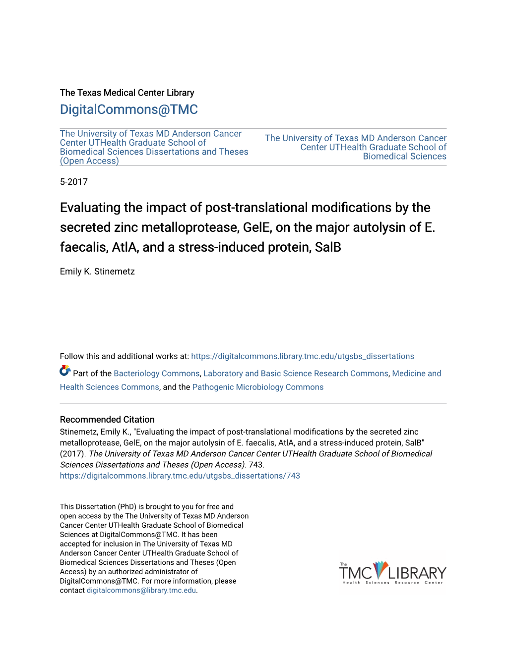 Evaluating the Impact of Post-Translational Modifications by the Secreted Zinc Metalloprotease, Gele, on the Major Autolysin of E