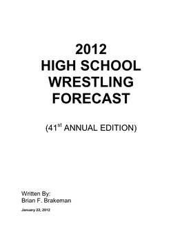 2012 High School Wrestling Forecast