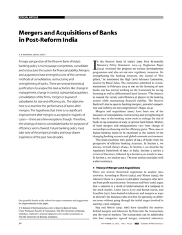 Mergers and Acquisitions of Banks in Post-Reform India