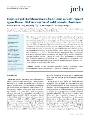 Expression and Characterization of a Single-Chain Variable Fragment