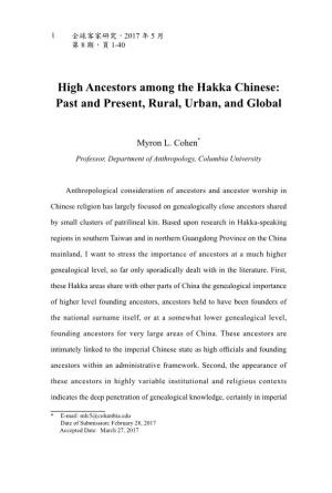 High Ancestors Among the Hakka Chinese: Past and Present, Rural, Urban, and Global