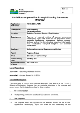 North Northamptonshire Strategic Planning Committee 14/06/2021
