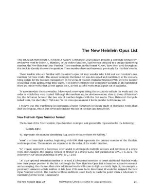 The New Heinlein Opus List