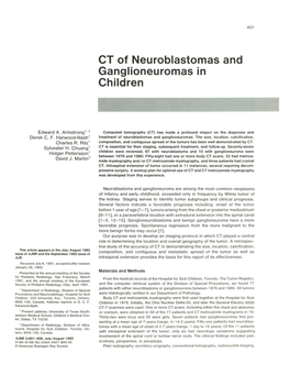 CT of Neuroblastomas and Ganglioneuromas in Children