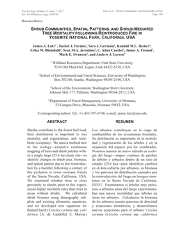 Shrub Communities, Spatial Patterns, and Shrub-Mediated Tree Mortality Following Reintroduced Fire in Yosemite National Park, California, Usa