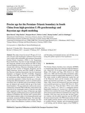 Precise Age for the Permian–Triassic Boundary in South China from High-Precision U-Pb Geochronology and Bayesian Age–Depth Modeling