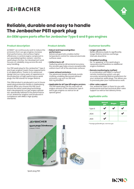 Reliable, Durable and Easy to Handle the Jenbacher P611 Spark Plug an OEM Spare Parts Offer for Jenbacher Type 6 and 9 Gas Engines