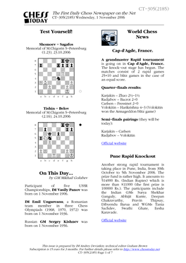 On This Day... World Chess News CT-305(2185)