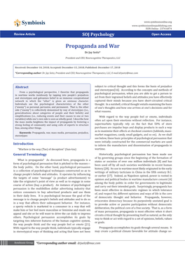 Propaganda and War Dr Jay Seitz*