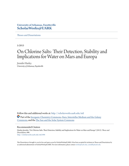On Chlorine Salts: Their Detection, Stability and Implications for Water on Mars and Europa