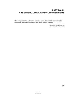 Part Four: Cybernetic Cinema and Computer Films