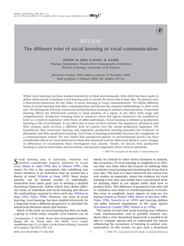 The Different Roles of Social Learning in Vocal Communication