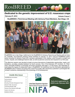 Dedicated to the Genetic Improvement of U.S. Rosaceous Crops February 27, 2012 Volume 3 Issue 1