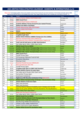 2021 British Para Athletics Calendar