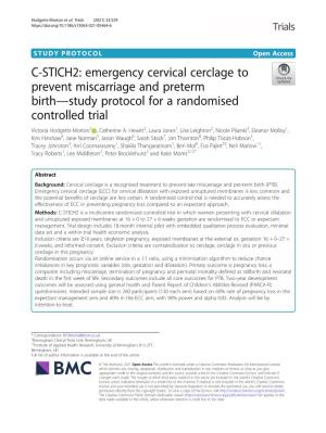 C-STICH2: Emergency Cervical Cerclage to Prevent Miscarriage And