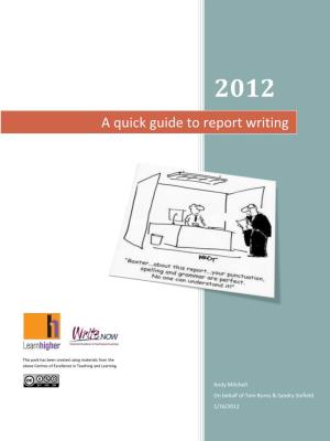 A Quick Guide to Report Writing