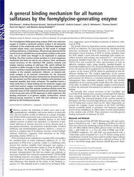 A General Binding Mechanism for All Human Sulfatases by the Formylglycine-Generating Enzyme