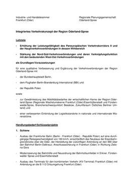 Integriertes Verkehrskonzept Der Region Oderland-Spree