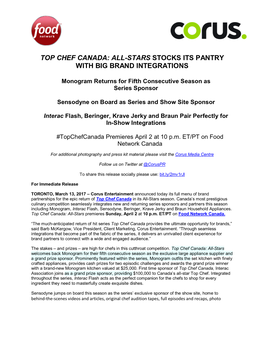 Top Chef Canada: All-Stars Stocks Its Pantry with Big Brand Integrations