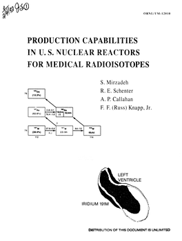 Production Capabilities in US Nuclear Reactors for Medical Radioisotopes