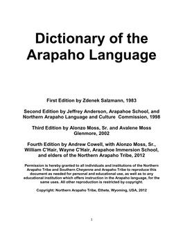 Dictionary of the Arapaho Language