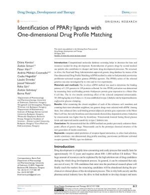 Identification of Pparγ Ligands with One-Dimensional Drug Profile Matching