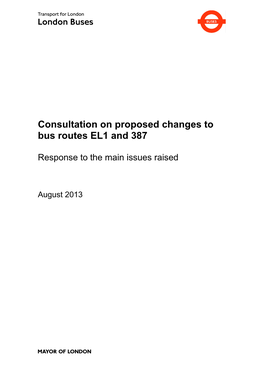 Consultation on Proposed Changes to Bus Routes EL1 and 387