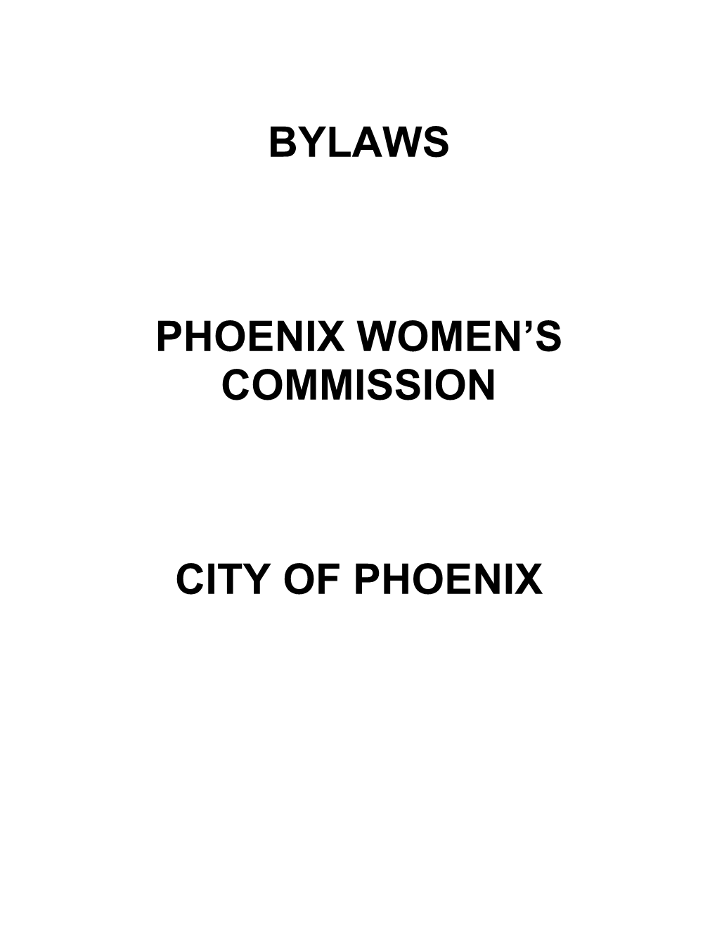 Bylaws Phoenix Women's Commission City of Phoenix