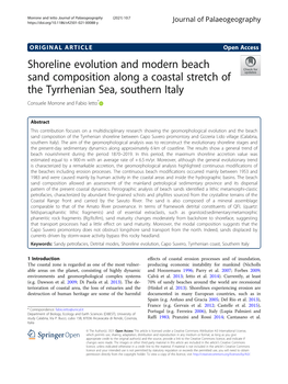 Shoreline Evolution and Modern Beach Sand Composition Along a Coastal Stretch of the Tyrrhenian Sea, Southern Italy Consuele Morrone and Fabio Ietto*