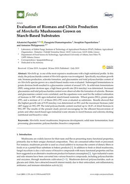 Evaluation of Biomass and Chitin Production of Morchella Mushrooms Grown on Starch-Based Substrates