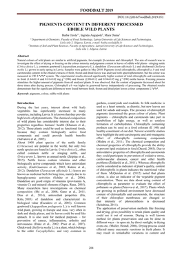 Pigments Content in Different Processed Edible Wild Plants