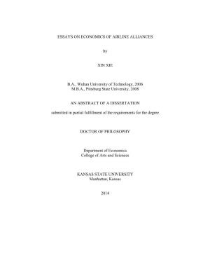 ESSAYS on ECONOMICS of AIRLINE ALLIANCES by XIN XIE