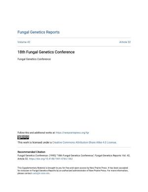 18Th Fungal Genetics Conference