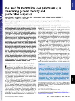 Dual Role for Mammalian DNA Polymerase Ζ in Maintaining