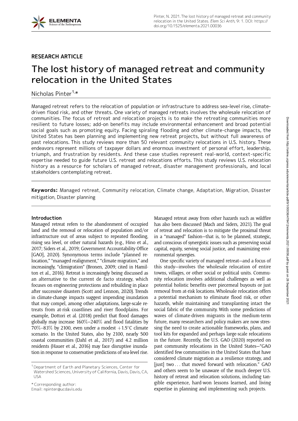 The Lost History of Managed Retreat and Community Relocation in the United States