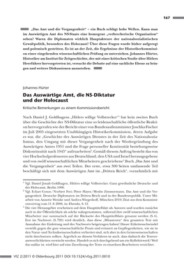 Das Auswärtige Amt, Die NS-Diktatur Und Der Holocaust Kritische Bemerkungen Zu Einem Kommissionsbericht