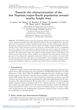 Towards the Characterization of the Hot Neptune/Super-Earth Population Around Nearby Bright Stars