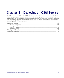 Chapter 8. Deploying an Osgi Service