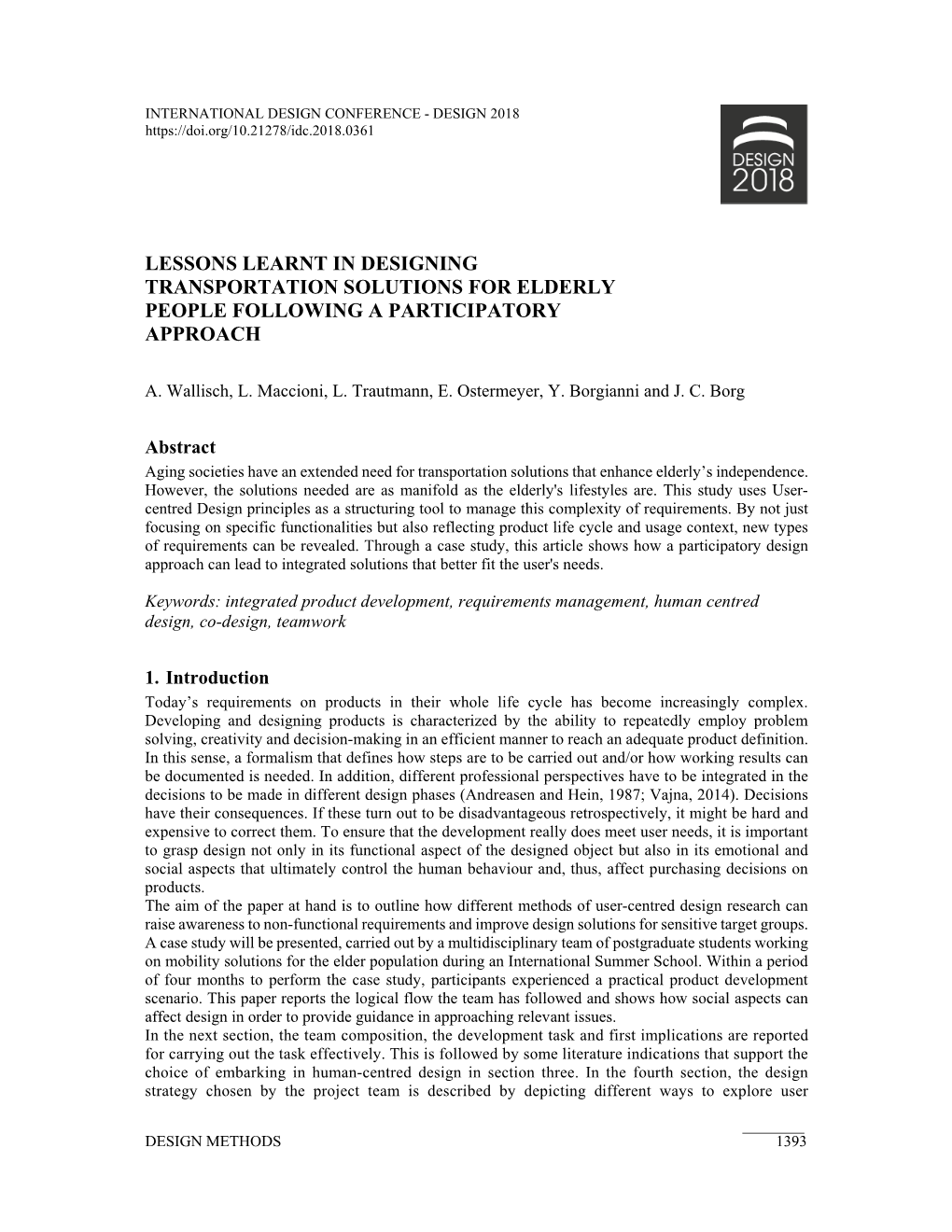 Lessons Learnt in Designing Transportation Solutions for Elderly People Following a Participatory Approach