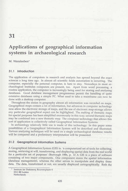Applications of Geographical Information Systems in Archaeological Research