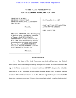 1 United States District Court for the Southern District of New York State of New York, State of Connecticut, State of Maryla