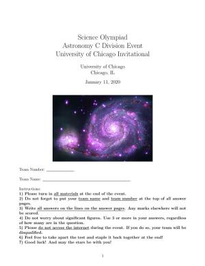Science Olympiad Astronomy C Division Event University of Chicago Invitational