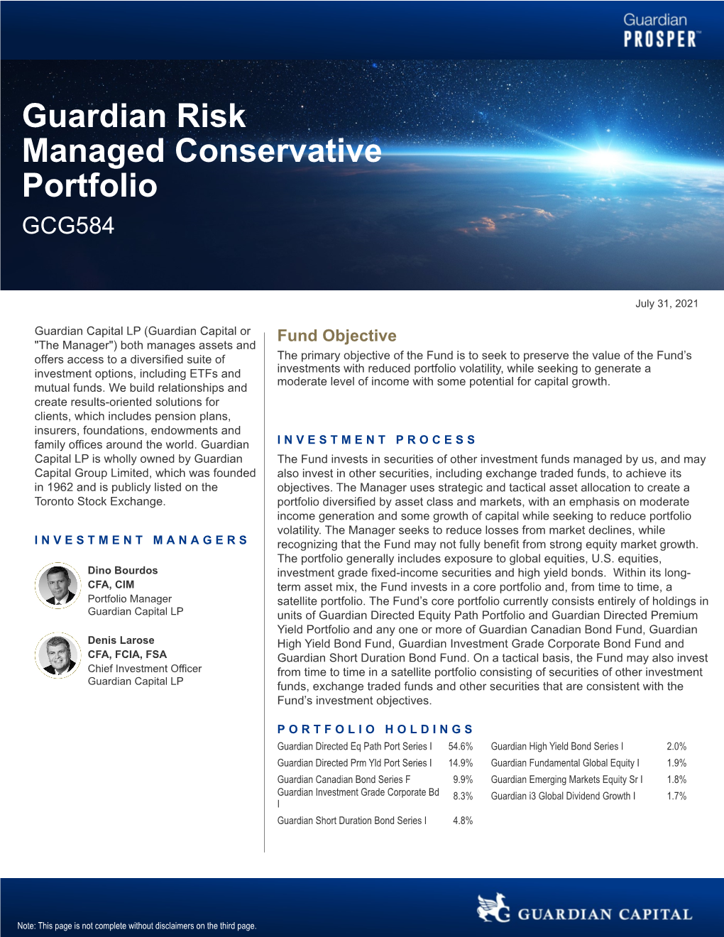 Guardian Risk Managed Conservative Portfolio GCG584