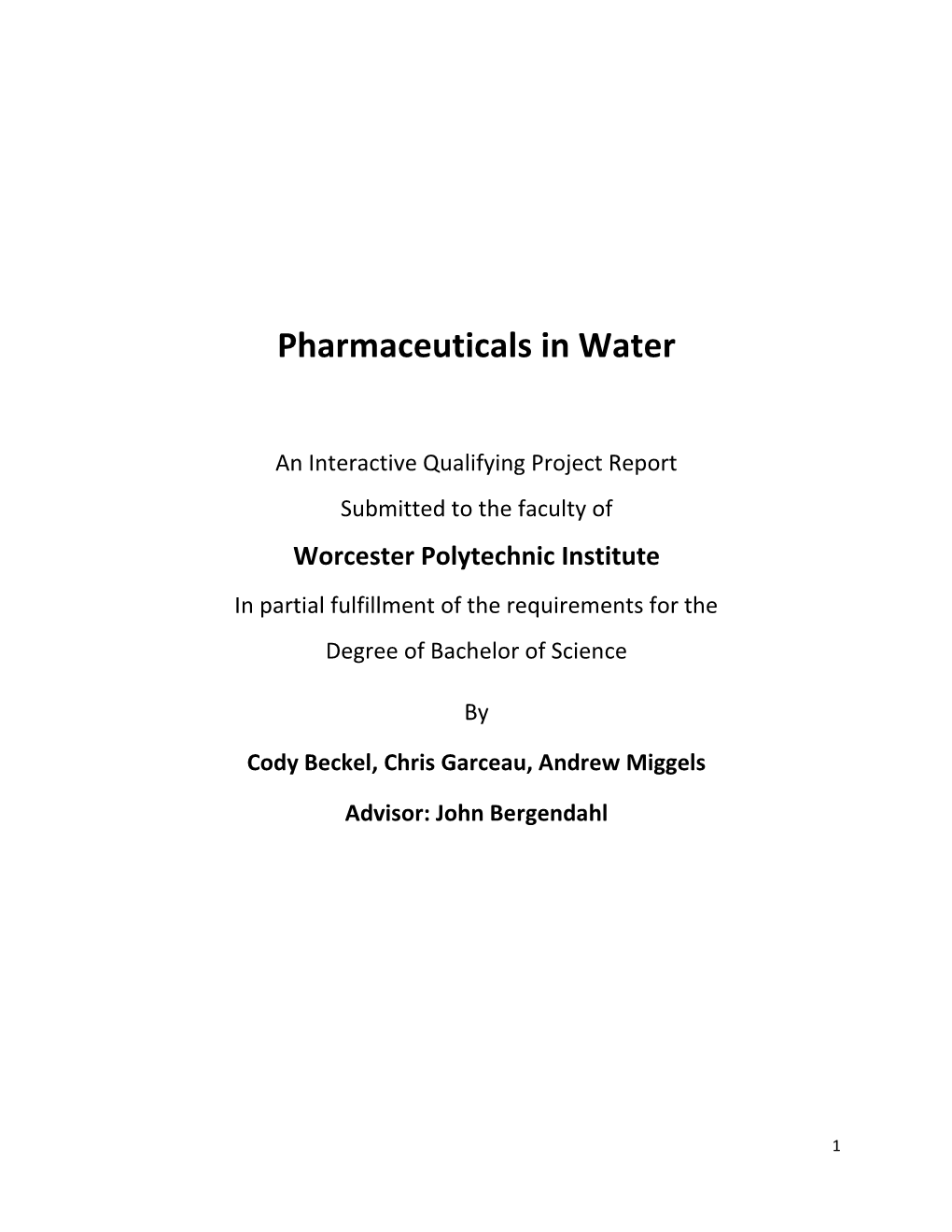 Pharmaceuticals in Water