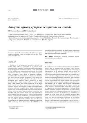 Analgesic Efficacy of Topical Sevoflurane on Wounds