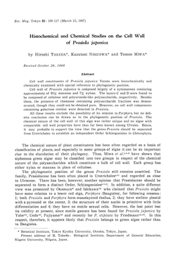 Histochemical and Chemical Studies on the Cell Wall of Prasiola Japonica