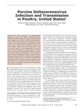Porcine Deltacoronavirus Infection and Transmission in Poultry, United States1 Patricia A